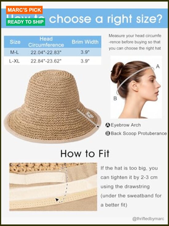 UV Protection Wide Brim Straw Bucket Hat Packable Beach Sun Hat main image 5